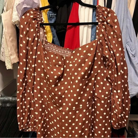 Reformation Brown Polka Dot Women's Dress - Picture 6 of 10
